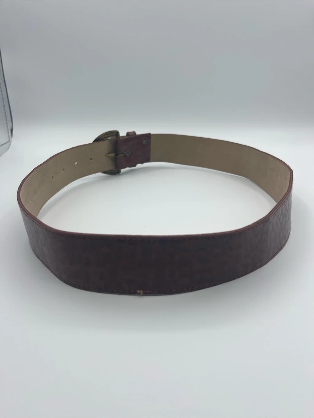Vintage Century Canada Red Brown Croc Embossed Leather Belt Size 10